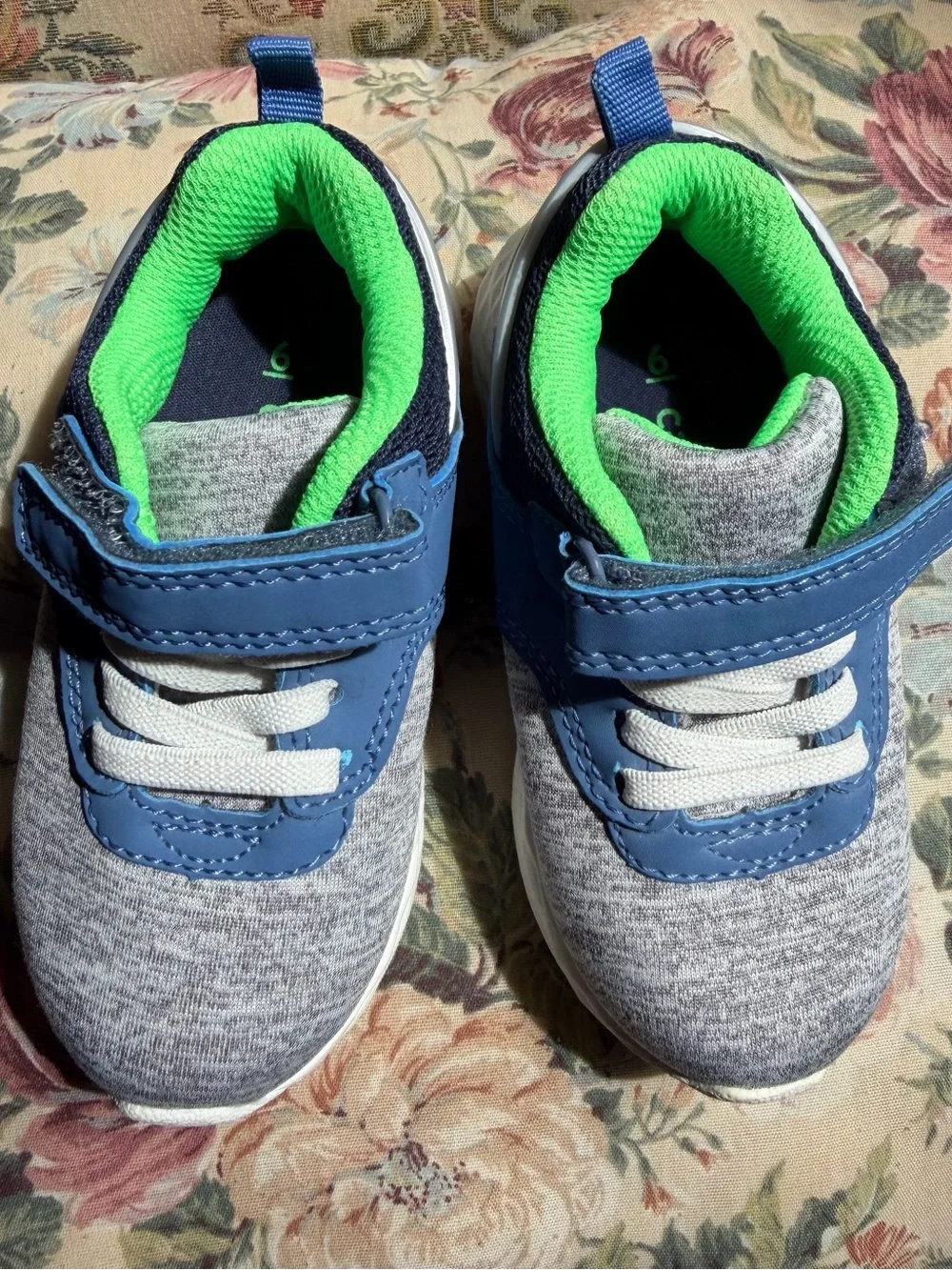 Carter's Blue and Gray Sneakers with Bright Green Linings